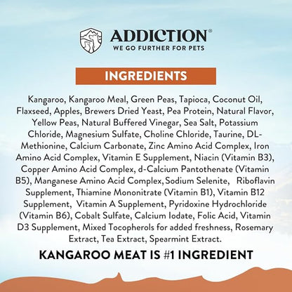 Addiction Wild Kangaroo & Apples - Dry Dog Food - Limited Ingredient Novel Protein - Muscle and Weight Management - Grain-Free - Ideal for Dogs with Food Allergies - Crafted in New Zealand 4lb