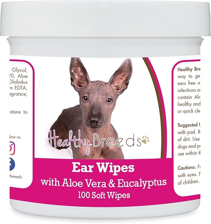 Healthy Breeds Xoloitzcuintli Ear Cleaning Wipes with Aloe & Eucalyptus for Dogs 100 Count