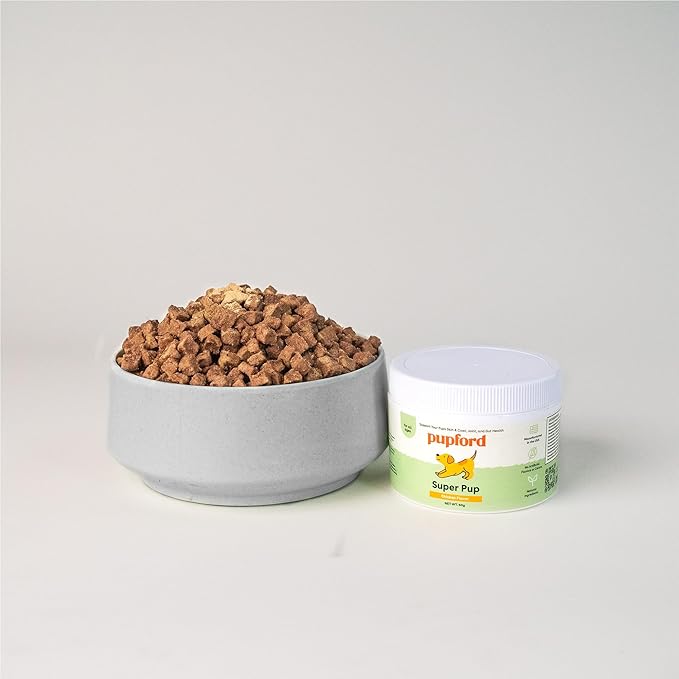 Pupford Super Pup Supplement, Support Your Pup's Skin & Coat, Joint and Gut Health, No Artificial Flavors or Colors, Chicken Flavor, New Wt 60g