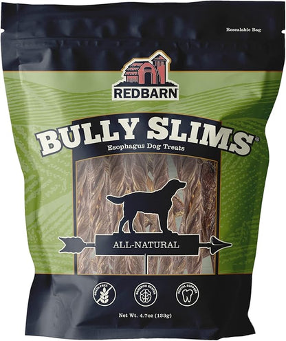 Redbarn All-Natural Bully Slims Beef Esophagus Chew Treats - Premium Grain-Free High Protein Low Fat Rawhide Alternative with No Artifical Ingredients - 4.7 oz Bag