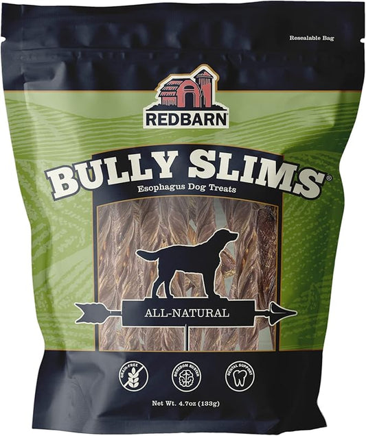 Redbarn All-Natural Bully Slims Beef Esophagus Chew Treats - Premium Grain-Free High Protein Low Fat Rawhide Alternative with No Artifical Ingredients - 4.7 oz Bag