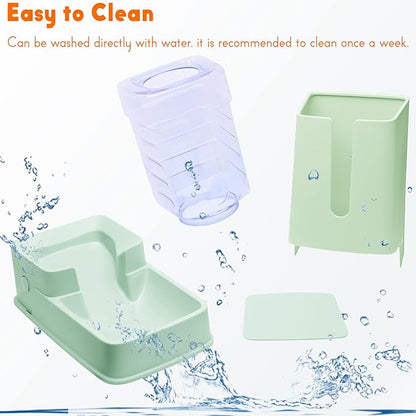 Automatic Cat Feeder and Cat Water Dispenser in Set 2 Packs Automatic Dog Feeder and Dog Water Dispenser 1 Gallon for Small Medium Big Dog Pets Puppy Kitten (green)