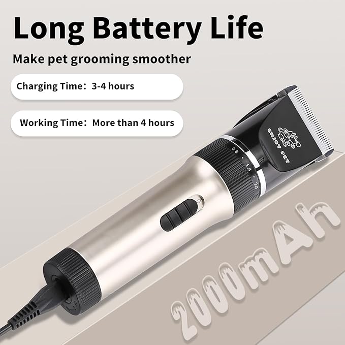 Professional Dog Clippers Trimmer for Grooming - Dog Grooming Kit Tools Pet Cat Hair Grooming Clippers Scissirs Dog Shaver Shears with Combs/Detachable Blades/Guards, Cordless Quiet Animal Clippers