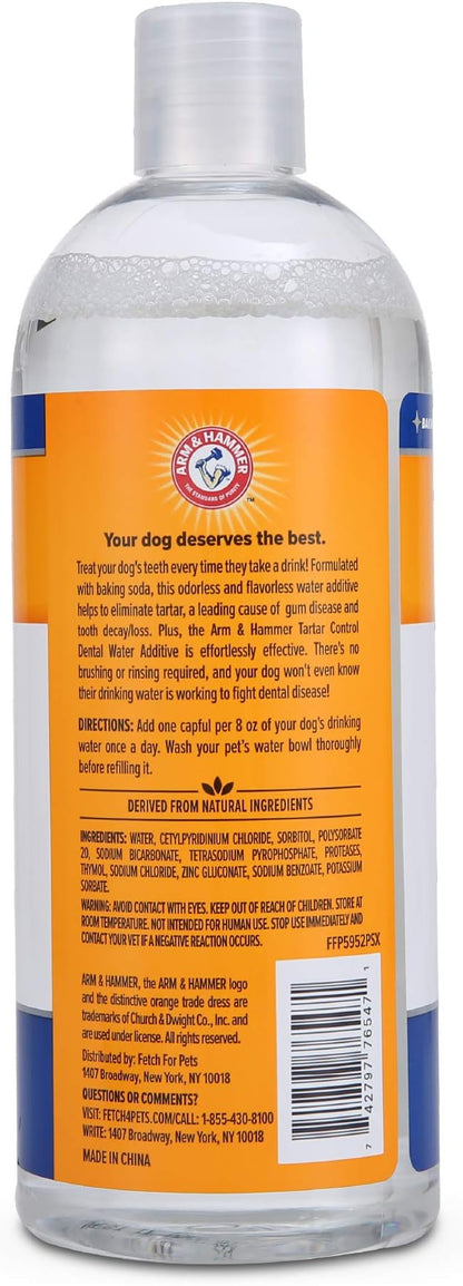 Arm & Hammer for Pets Dental Water Additive for Dogs, Tartar Control | Dog Dental Care Reduces Plaque & Tartar Buildup Without Brushing | 16 Fl Oz (Pack of 1), Odorless and Flavorless