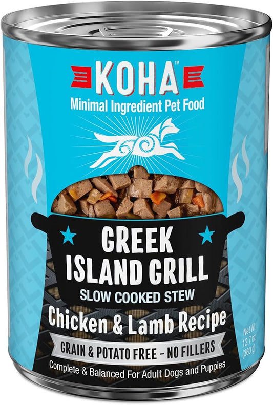 KOHA Greek Island Grill Stew for Dogs with Chicken and Lamb, High Protein Wet Dog Food, 12.7oz Cans (Case of 12)