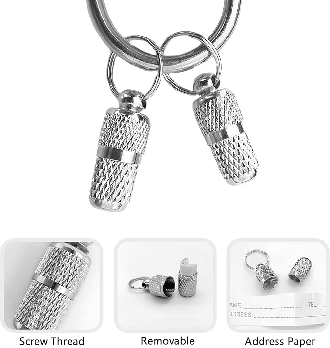 3pcs Anti-Lost Pet ID Tags Barrel Tube Cat Dog ID Tags with Name Address Telephone Label Prevent Pet Lost for Pet Puppy Collar
