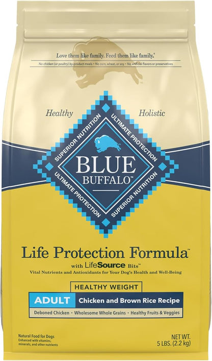 Blue Buffalo Life Protection Formula Natural Adult Healthy Weight Dry Dog Food, Chicken and Brown Rice 5-lb Trial Size Bag