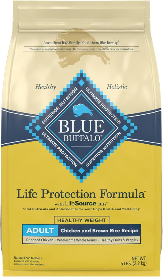 Blue Buffalo Life Protection Formula Natural Adult Healthy Weight Dry Dog Food, Chicken and Brown Rice 5-lb Trial Size Bag