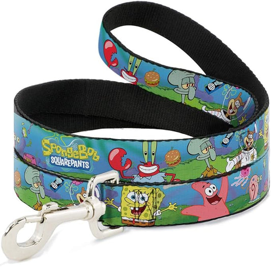 Buckle-Down Dog Leash Spongebob and Friends Logo 6 Feet Long 0.5 Inch Wide, Multi Color (DL-WSQ002-0.5-6FT)