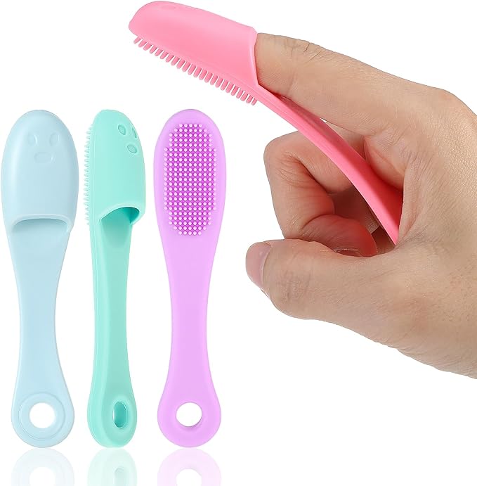 4 Pack Dog Finger Toothbrush, Dog Toothbrush Kit Surround Bristles for Easy Teeth Cleaning, Food Grade Silicone Dog Finger Toothbrush Fits Most Fingers, Toothbrush for Dogs & Cats Dental Care