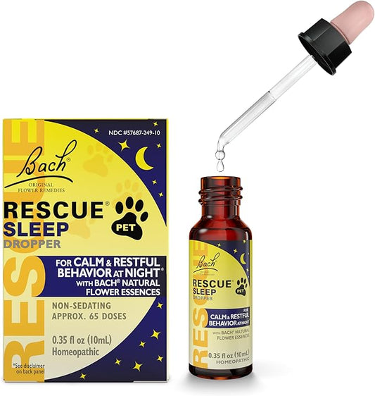 RESCUE Bach PET SLEEP Dropper 10mL, Sleep Aid for Dogs & Cats, No Melatonin, Stress Relief, Calms Anxiousness, Homeopathic, Flower Essence