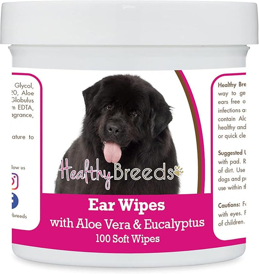Healthy Breeds Newfoundland Ear Cleaning Wipes with Aloe & Eucalyptus for Dogs 100 Count