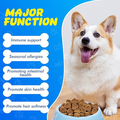 ColEzae Dog Allergy Relief Chews, with Omega 3 & Probiotics and Herbal Allergy Medicine for Dogs, Combat Itchy Skin, Paw Licking, and Seasonal Allergies Supplement