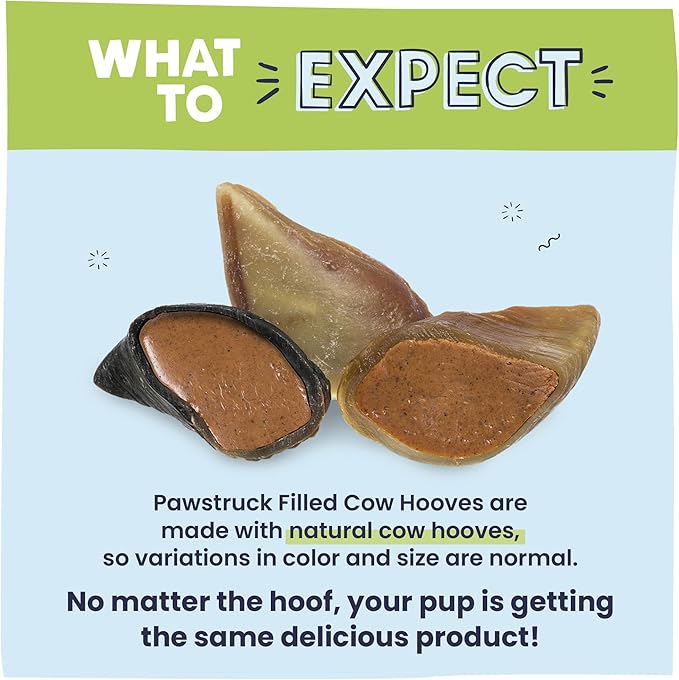 Pawstruck Peanut Butter Filled Cow Hooves for Dogs - Made in The USA Dog Dental Treats & Dog Chews Beef Hoof - 5 Count - Packaging May Vary