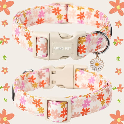 ARING PET Summer Dog Collar-Cute Dog Collar for Small Dogs, Adjustable Cotton Sunflower Pet Collars Puppy Collar for Small Medium Large Dogs