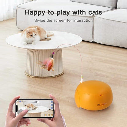 Pet Camera Treat Dispenser, Cat Dog Camera, Automatic Pet Feeder with App Remote Control, 2 Way Audio, 1080P HD Mobile Camera with Night Vision, Interactive Replaceable Cat Teaser