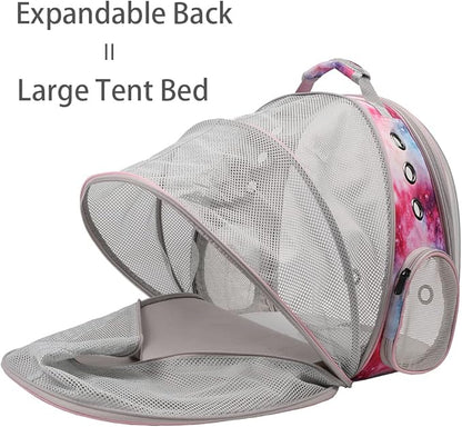 Back Expandable Cat Backpack Carrier, Fit up to 12 lbs, Space Capsule Astronaut Expandable Pet Backpack Carrier for Cat and Small Puppy, Cat Carrying Bag