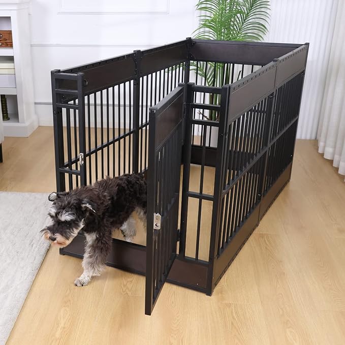 Dog Playpen, 31.5" Height Dog Pen Indoor, Heavy Duty, Safe and Sturdy, Furniture Style Puppy playpen (Black)