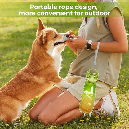 19oz Dog Water Bottle, Collapsible Dog Travel Water Bottle, Portable Dog Water Dispenser with Foldable Drinking Cup Bowl for Walking, Hiking, Lightweight, Leak-Proof, BPA Free, Green