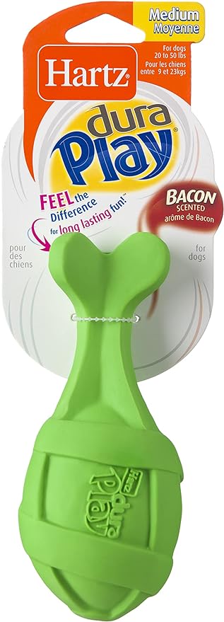 Hartz Dura Play Bacon Scented Rocket Dog Toy, Medium ( Colors may vary ) (3 Pack)