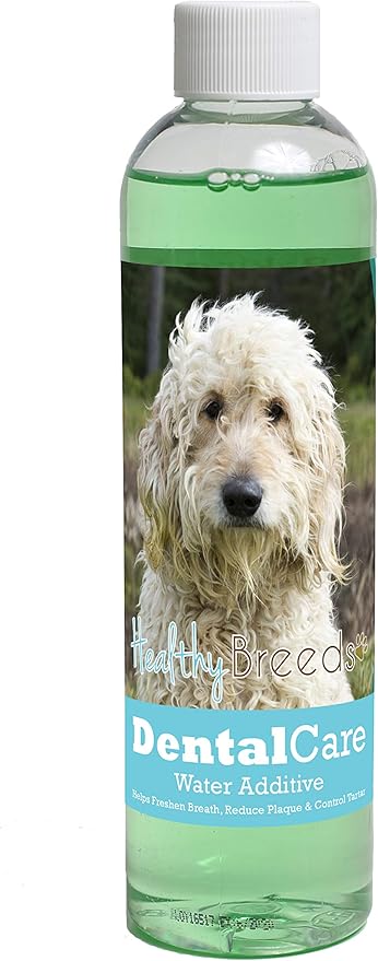 Healthy Breeds Dog Dental Care Water Additive for Goldendoodle - Helps Freshen Breath, Reduce Plaque & Control Tartar - Mint Flavor - 8 oz