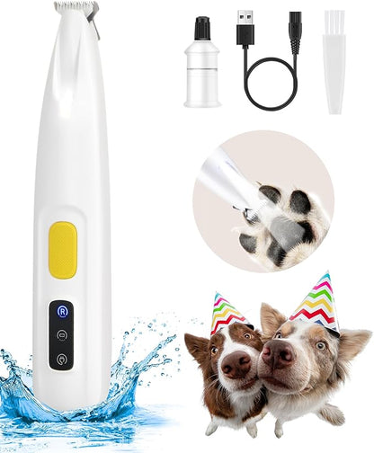 Upgraded Dog Paw Trimmer with LED Light, 18mm Widen Blade, 35dB Low Noise, LED Display, Fully Waterproof, Rechargeable Clipper for Dogs Cats Trimming Paws, Eyes, Ears, Face, and Rump
