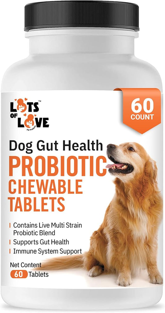 Dog Probiotic Chewable Tablets - Probiotic for Dog - Probiotic Supplement - Lots of Love Pet Products - 60 Count (Pack of 1)