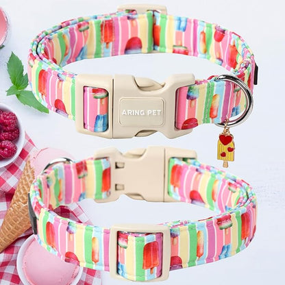 ARING PET Summer Dog Collar-Cute Popsicle Dog Collar for Small Dogs, Adjustable Multicolor Ice Cream Pet Collars Puppy Collar for Small Medium Large Dogs