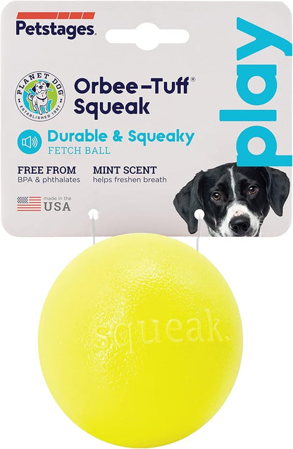 Outward Hound Orbee-Tuff Squeak Ball Yellow Dog Fetch Toy