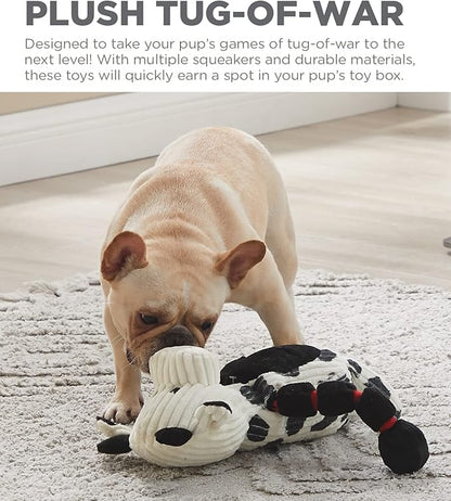 Outward Hound Thunda Tugga Cow Plush & Squeaky Dog Tug Toy