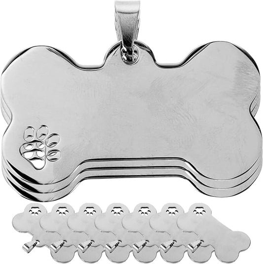 10pcs Dog Tag Blank Labels Dog Name Tag Dog Identification Tags Personalized Tags for Dogs Puppy Tag Dog Collar Charms Dog Id Tag Blank for Engraving Metal Pet Bone
