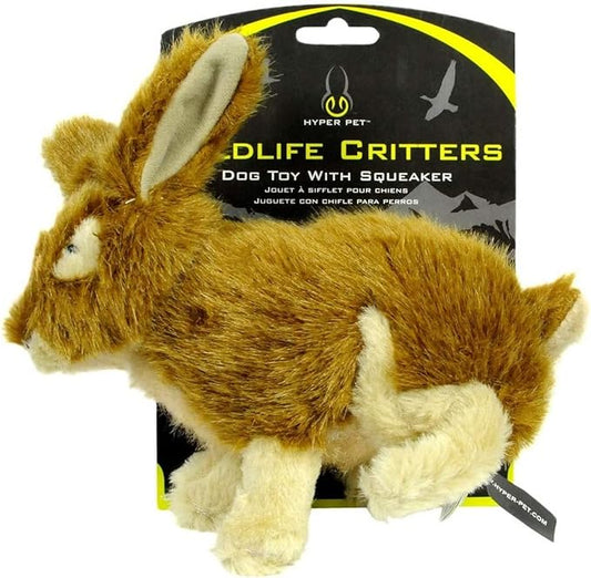 Hyper Pet Wildlife Critters Rabbit Plush Dog Toy with Squeaker, Brown