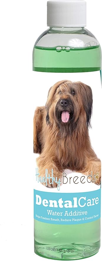 Healthy Breeds Dog Dental Care Water Additive for Briard - Helps Freshen Breath, Reduce Plaque & Control Tartar - Mint Flavor - 8 oz