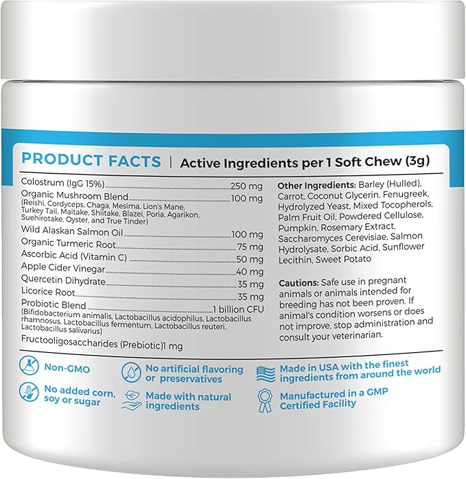 Shed Defender All Natural Allergy Relief & Probiotics Soft Chew Supplements for Dogs - Veterinarian Formulated Anti Itch & Hot Spots Omega 3 Fish Oil, Colostrum - 90 ct.
