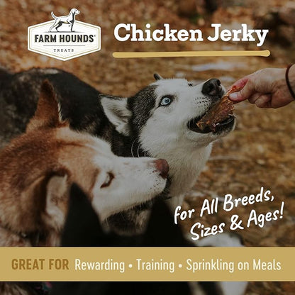 Farm Hounds Premium Chicken Jerky for Dogs, 100% Made from Humanely-Raised Chickens, Dog Jerky Treats, Healthy Delicious Dog Trainer Dehydrated Chicken Jerky Tenders, Made in USA, 2-Pack