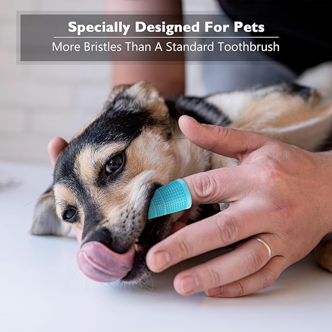 Dog Toothbrush,Dog Finger Toothbrush for Dog Teeth Cleaning,Dog/Puppy Tooth Brushing Kit,Cat Toothbrush with Full Surround Bristles,Finger Toothbrush for Dogs/Cats