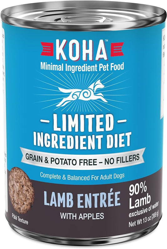 KOHA Limited Ingredient Diet Lamb Entrée for Dogs - Grain Free Wet Dog Food with No Fillers - Canned Dog Food Sensitive Stomach - 13 oz Pack of 12