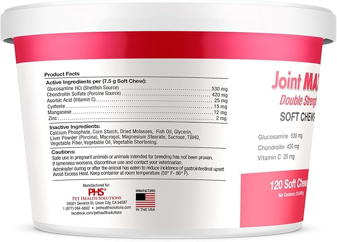 Double Strength Soft Chews for Dogs - Vitamins, Minerals, Antioxidants - Glucosamine, Chondroitin - Beef Flavor - Maximum Joint Health Supplement - 120 Chews
