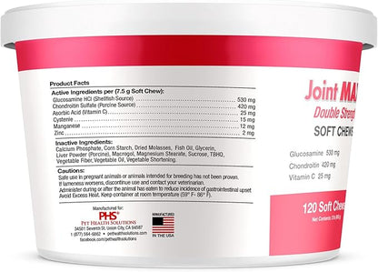 Double Strength Soft Chews for Dogs - Vitamins, Minerals, Antioxidants - Glucosamine, Chondroitin - Beef Flavor - Maximum Joint Health Supplement - 120 Chews