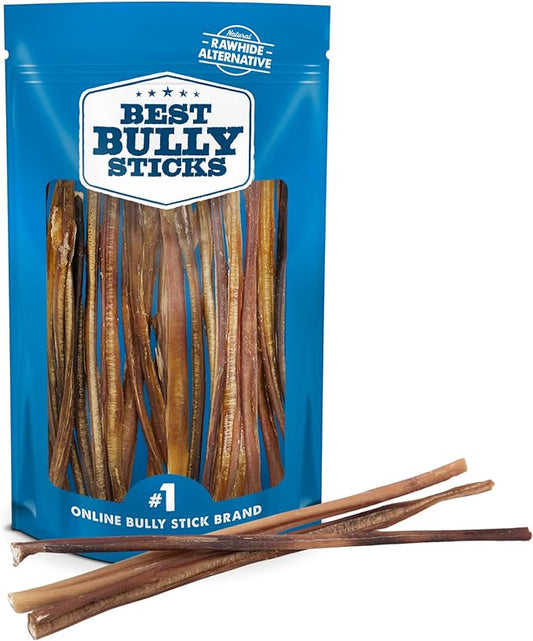 Best Bully Sticks 12 Inch Odor Free Bully Sticks for Dogs, 20 Pack, Bulk Bag 100% Natural, Grass-Fed Beef, Digestible Bully Bones, Grain and Rawhide Free, Odorless Dog Bully Sticks for Large Dogs