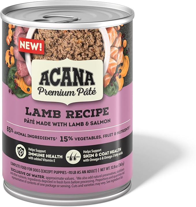 ACANA PREMIUM PATE Wet Dog Food, Lamb Recipe, 12.8oz (Case of 12)