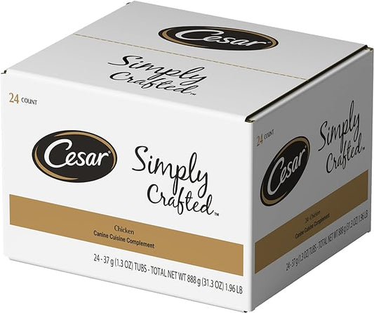 CESAR SIMPLY CRAFTED Adult Wet Dog Food Cuisine Complement, Chicken, (24) 1.3 oz. Tubs