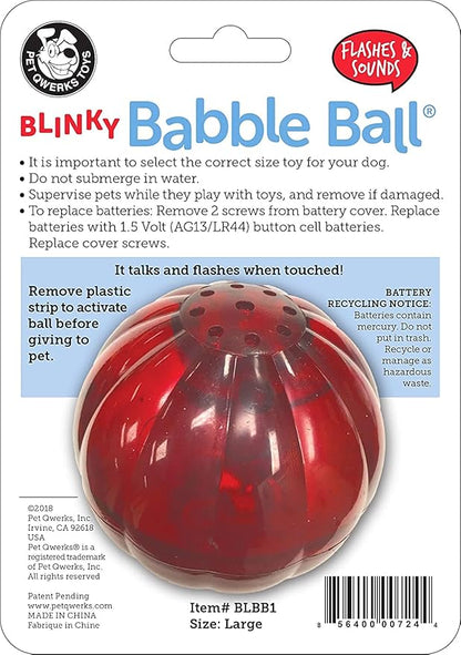 Pet Qwerks Blinky Babble Ball - Flashing Interactive Dog Toy - Large