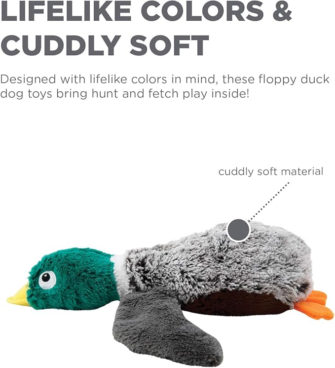 Outward Hound Flapperz Plush Crinkle Duck Dog Toy, 2-Pack - Grunt, Crinkle & Flop, Small