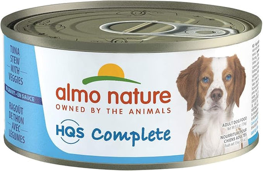 almo nature HQS Complete Tuna Stew with Green Bean & Potato in gravy, Grain Free, Additive Free, Adult Dog Canned Wet Food, Shredded 24 x 156g/5.5oz