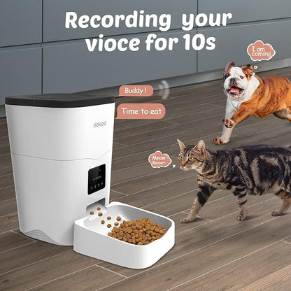 Automatic Cat Feeders, App Control Smart Pet Food Dispenser with Portion Control&Timer Setting, Auto Dog Feeder 1-10 Meals, Voice Record, Small & Medium Pets,2.4G Wi-Fi ONLY, 3L/13cup (White)
