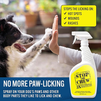 EBPP Stop the Chew 3X Strength Anti Chew Spray for Dogs - No Chew Spray for Puppies - Alcohol Free Dog Deterrent Spray - Bitter Spray for Dogs to Stop Chewing - Powerful No Chew Spray for Dogs - 32oz