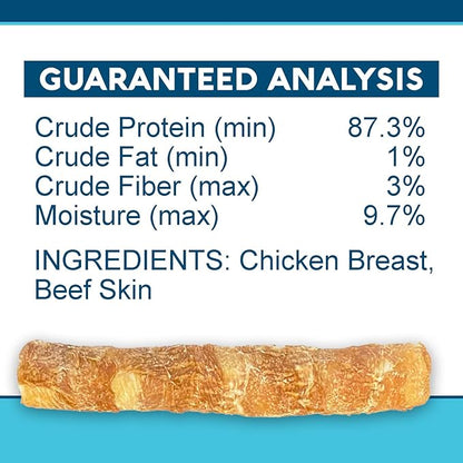 Chicken On A Stick Crunchy & Chewy Chicken Jerky Wrapped Rawhides for Large Dogs, Made in The USA 2-in-1 Dog Treats for Large Dogs, Mega Size 1 Ct