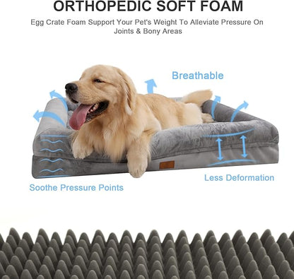 Small Dog Bed, Orthopedic Dog Bed with Waterproof Cover, Removable Memory Foam Bolster Dog Soft Sofa Bed with Nonskid Bottom, Pet Bed with Washable Cover
