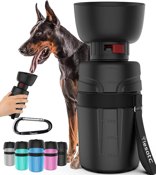 lesotc Upgraded Dog Water Bottle Foldable,Portable Dog Water Dispenser,Leak Proof Pet Water Bottle for Dogs,Dog Travel Water Bottle for Outdoor Walking,Hiking,Travel,BPA Free,Lightweight